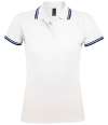 10578 Lds Pasadena SOL'S Ladies Pasadena Tipped Cotton Piqué Polo Shirt White / Navy colour image